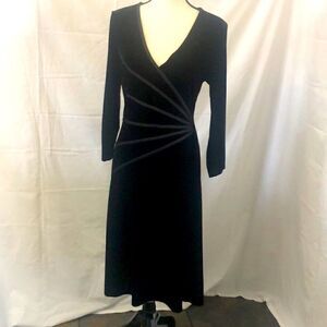 GNW black velvet 3/4 sleeve midi dress size 14